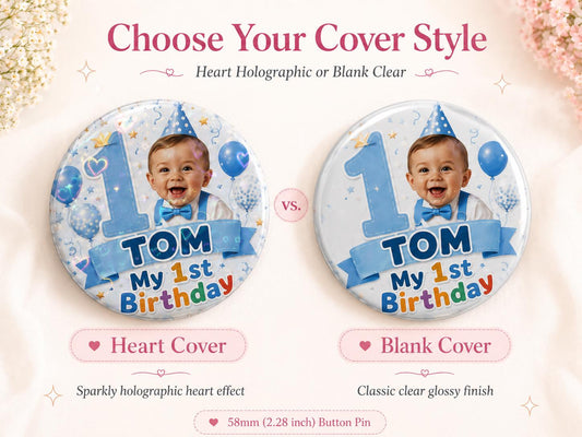 Custom button pins for birthdays and celebrations