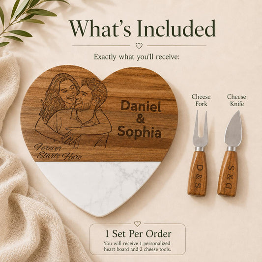 Personalized charcuterie board with photo engraving