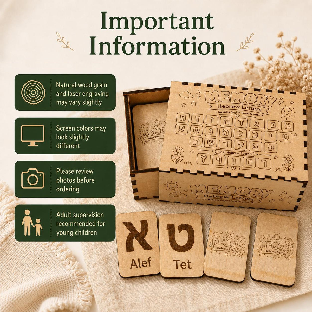 Jewish educational wooden toy gift