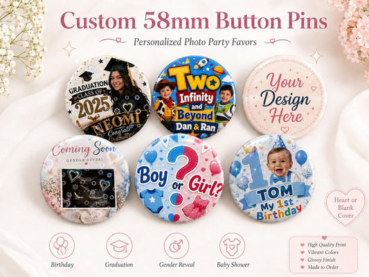 Personalized 58mm custom photo button pins