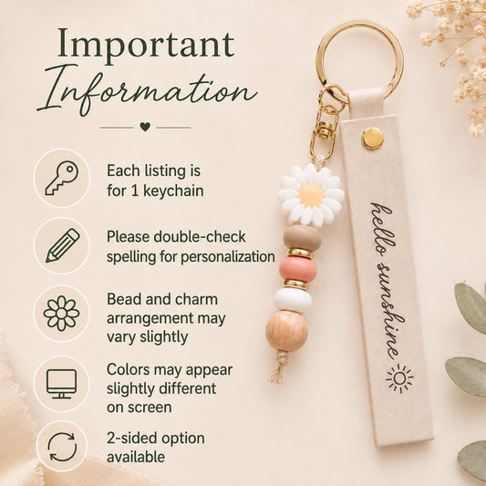 Beaded keychain colour options