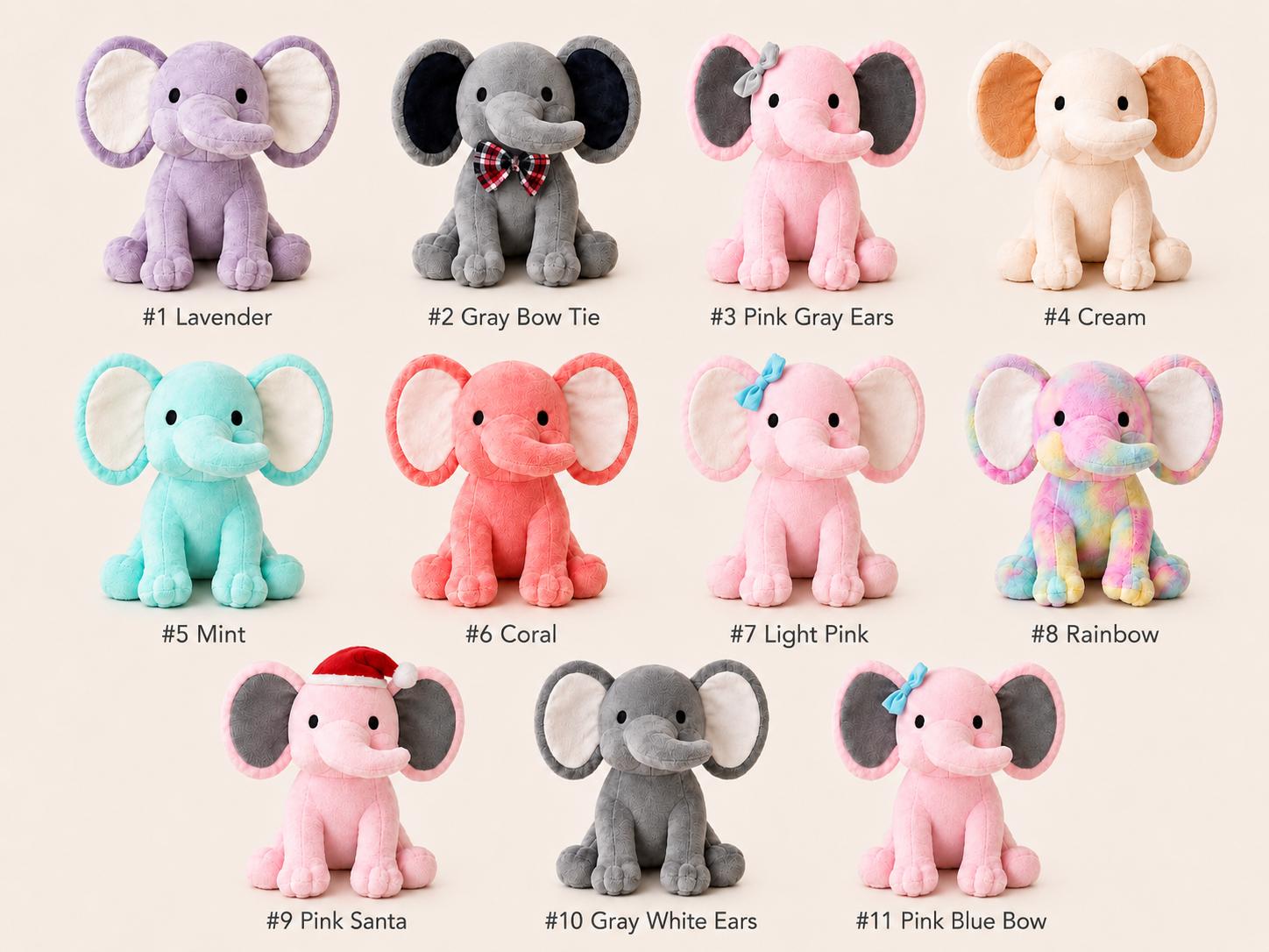 Personalized birth stat elephant plush