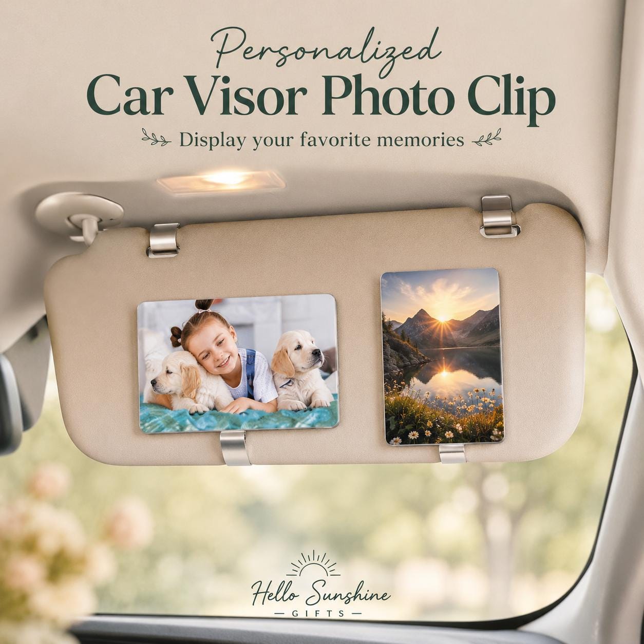 Personalized car visor photo clip