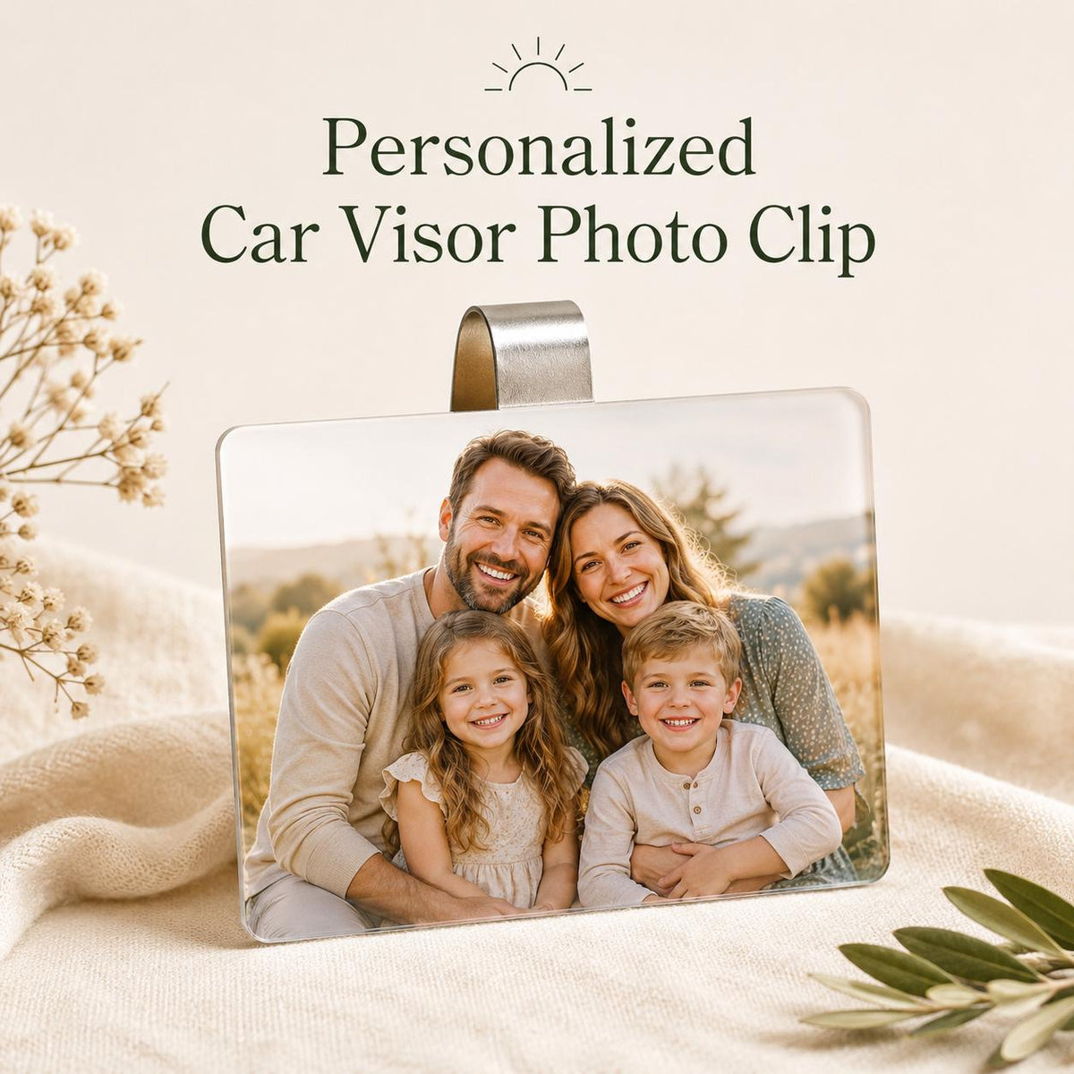 Personalized car visor photo clip