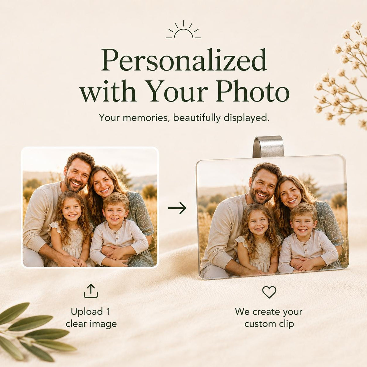 Personalized car visor photo clip