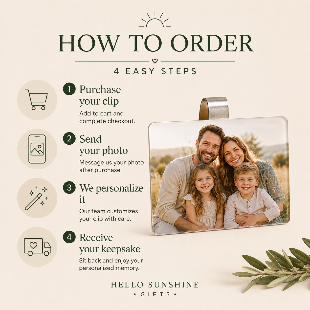 Personalized car visor photo clip