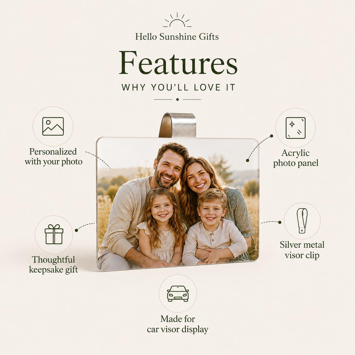 Personalized car visor photo clip