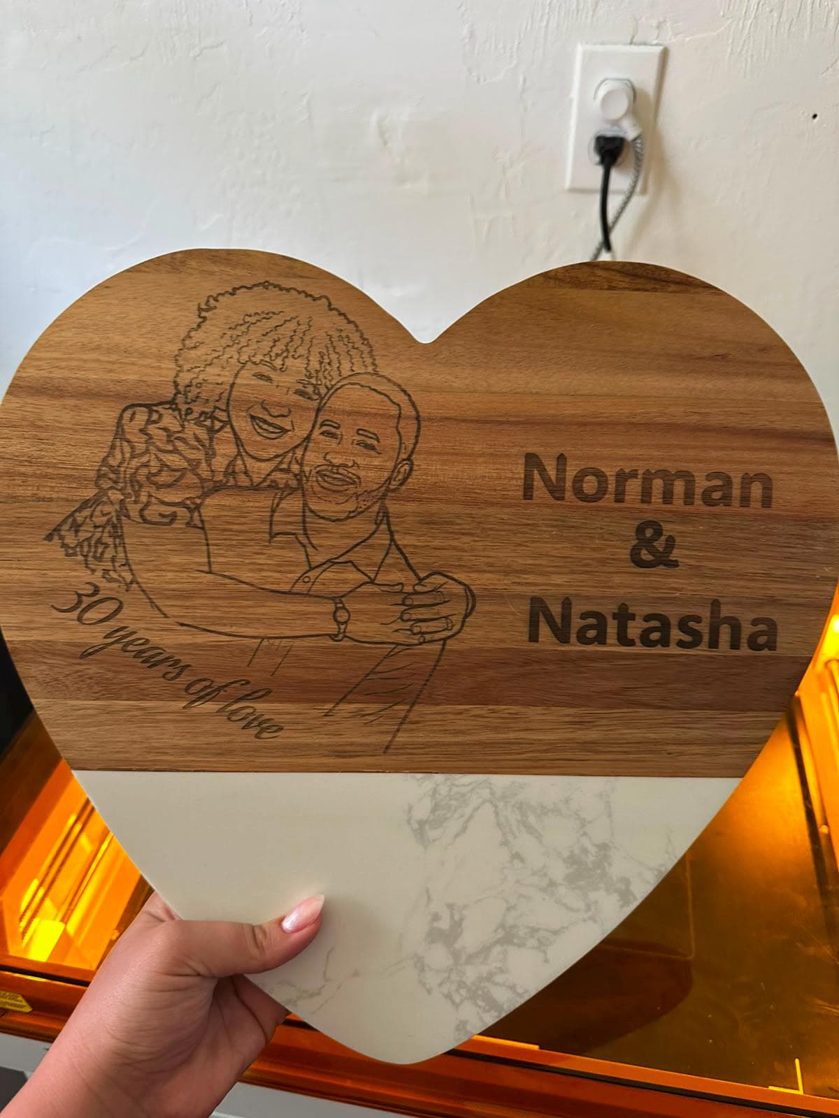 Personalized charcuterie board with photo engraving