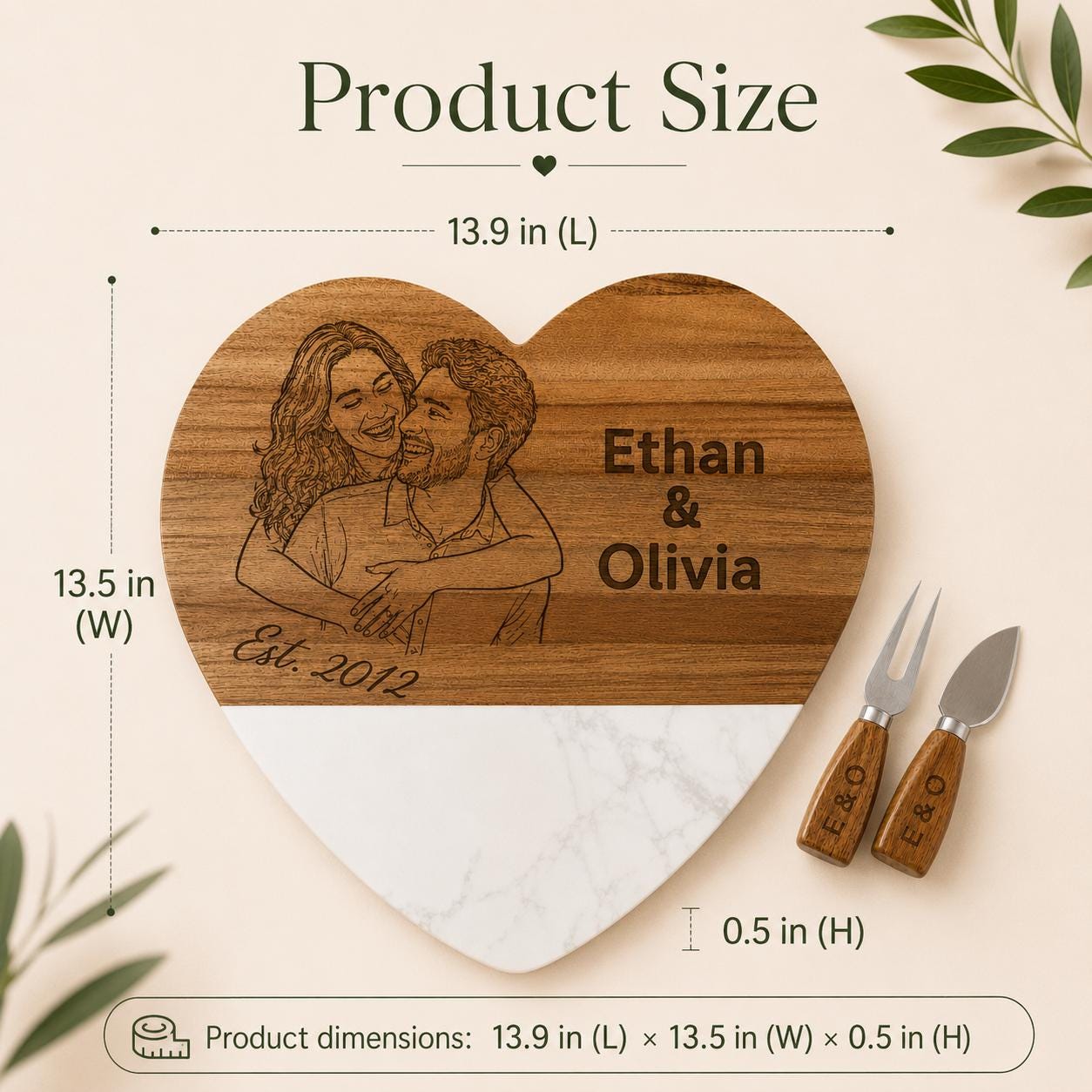 Personalized charcuterie board with photo engraving