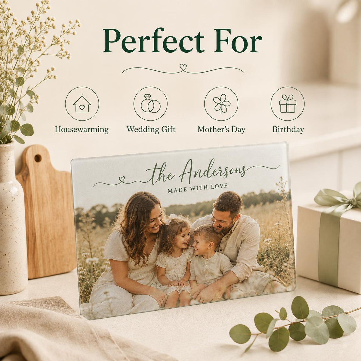 Personalized cutting board gift presentation