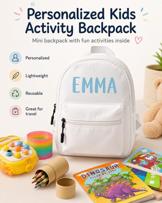 Personalized kids activity backpack