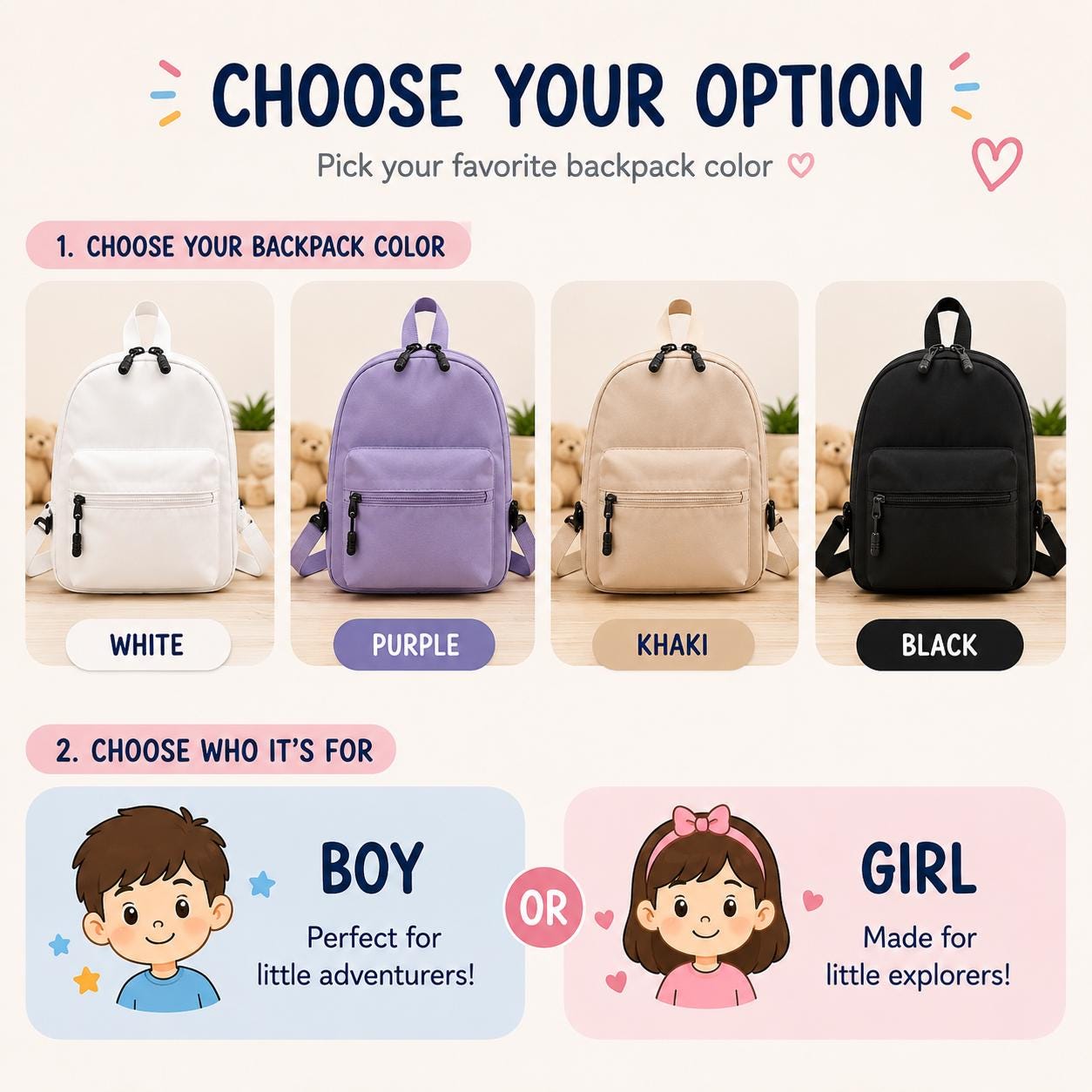 Personalized kids activity backpack
