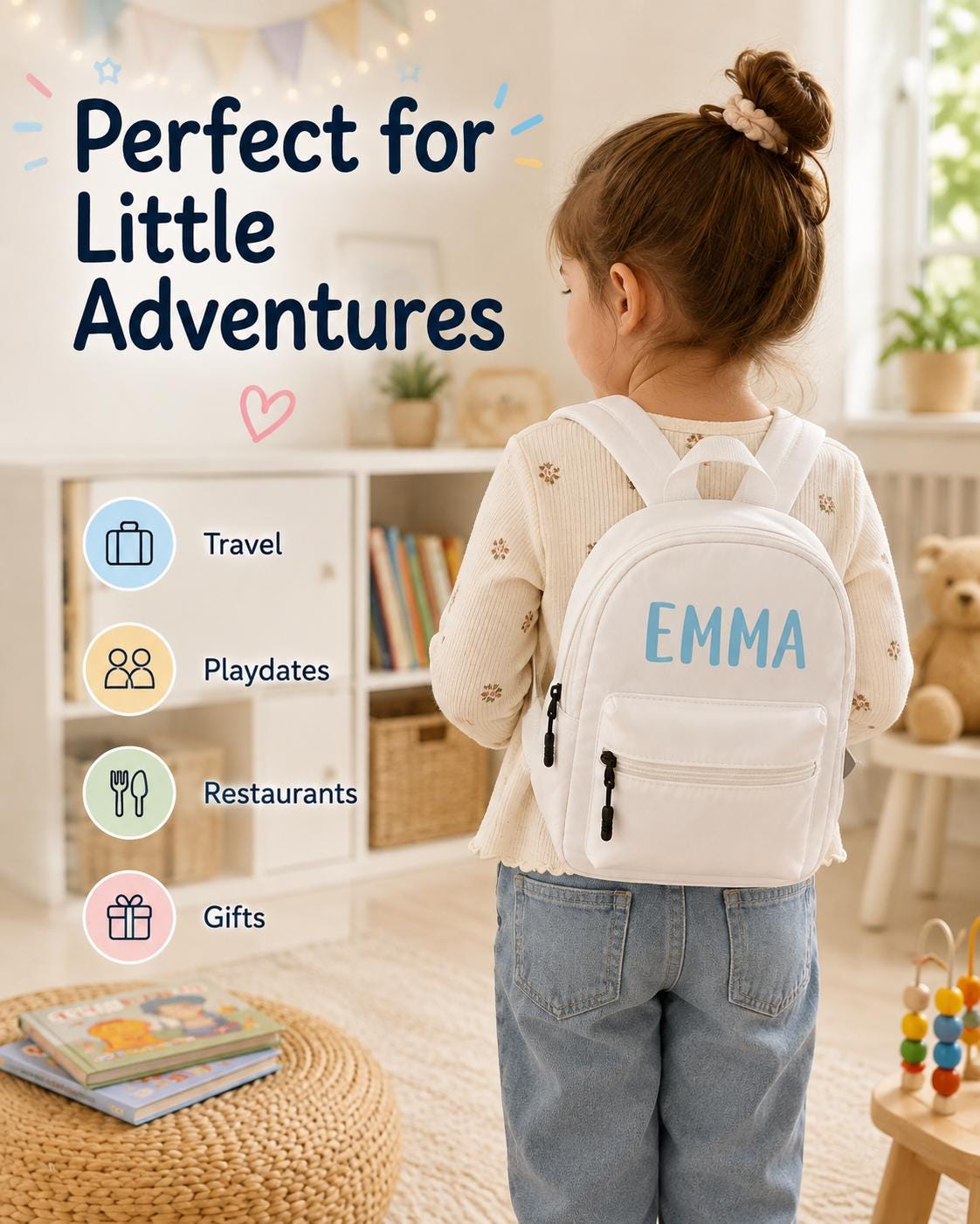 Personalized kids activity backpack