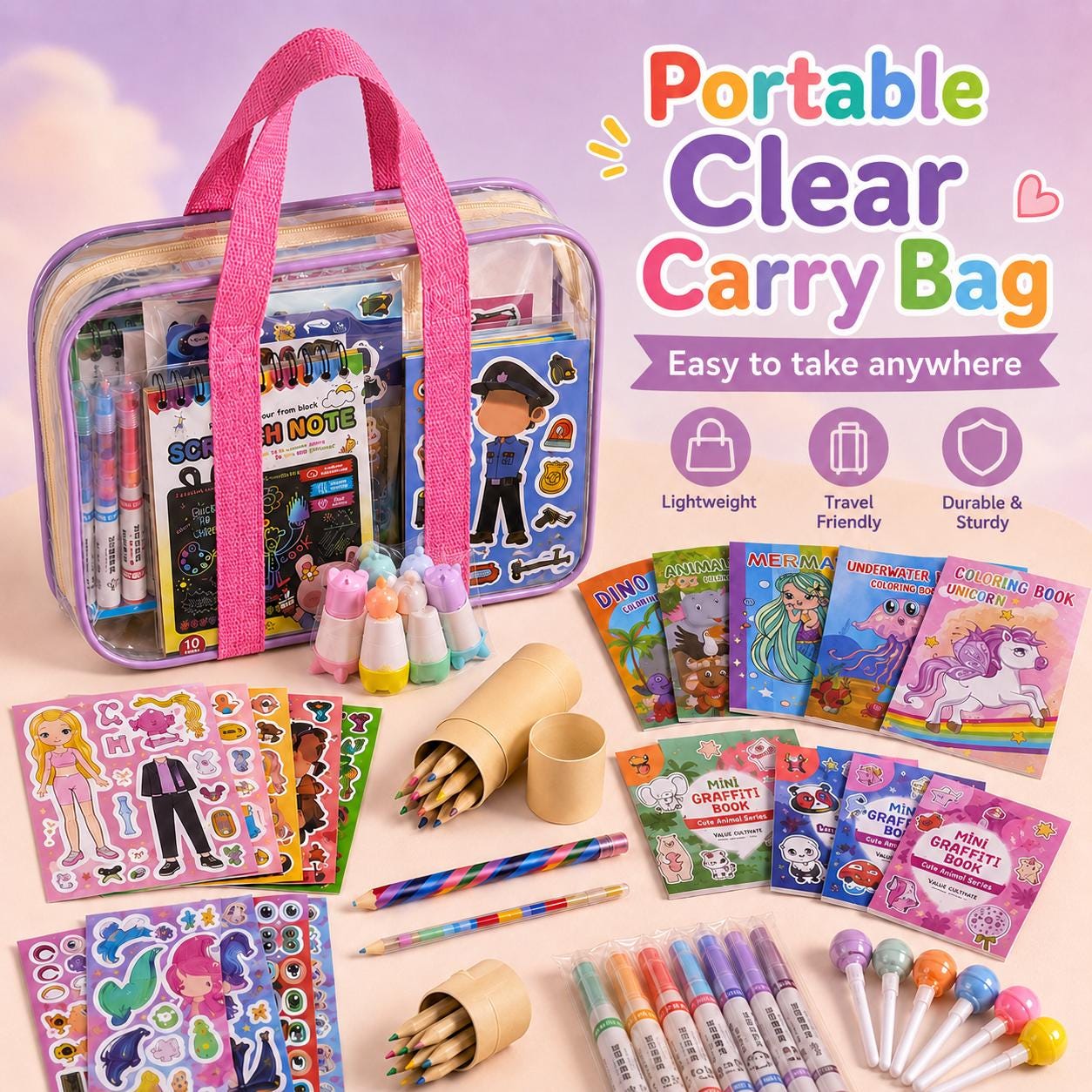 Travel craft kit for boys and girls