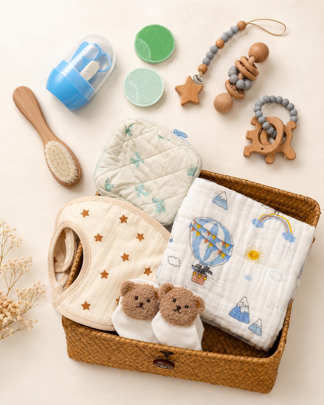 Personalized newborn gift basket