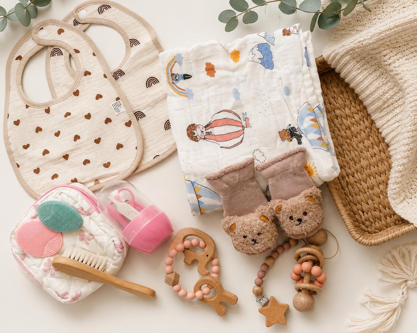 Personalized newborn gift basket