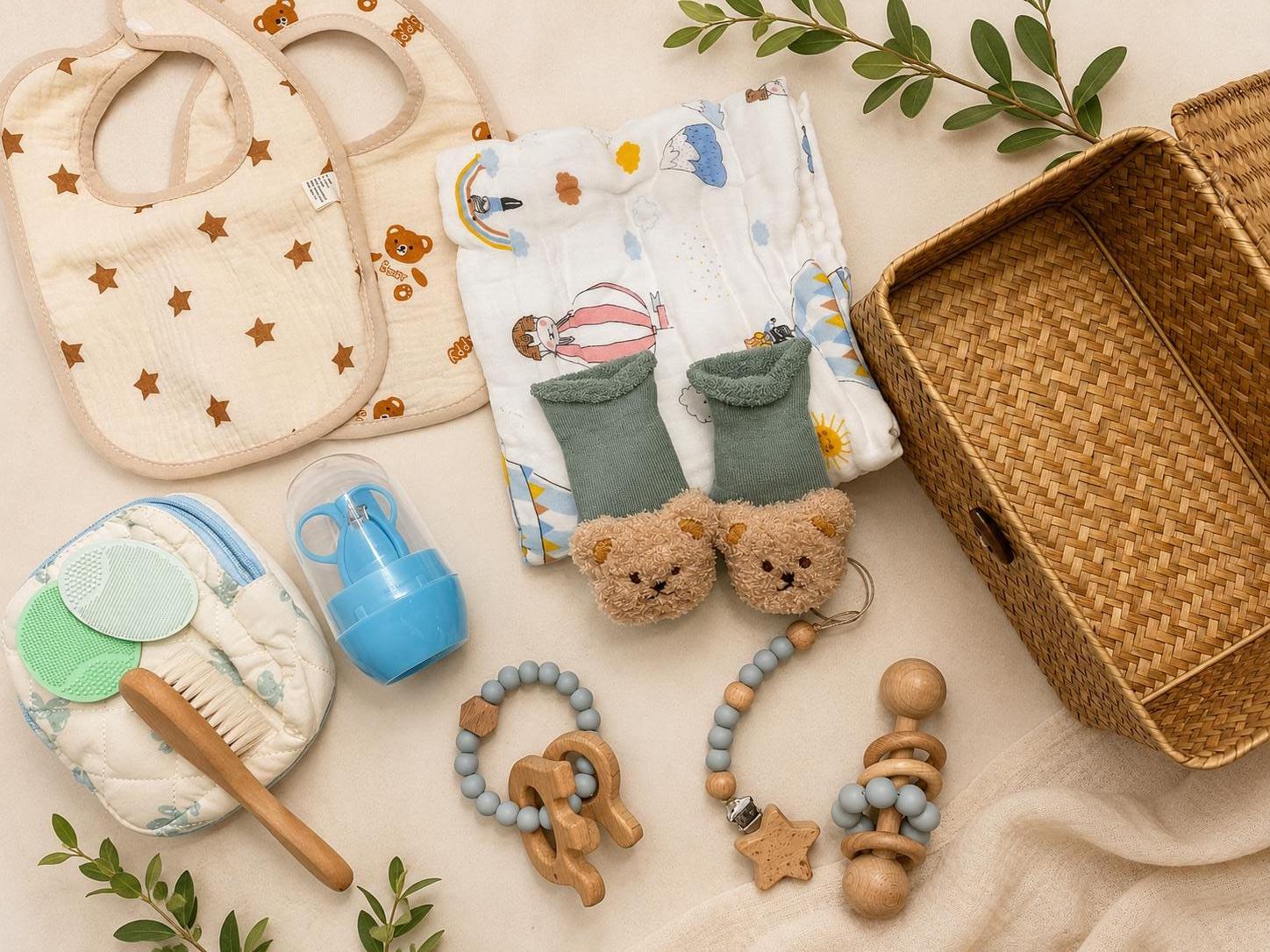 Personalized newborn gift basket