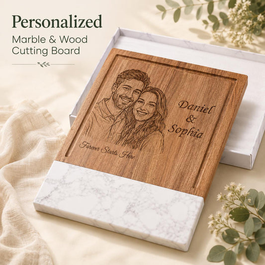 Personalized photo engraved cutting board