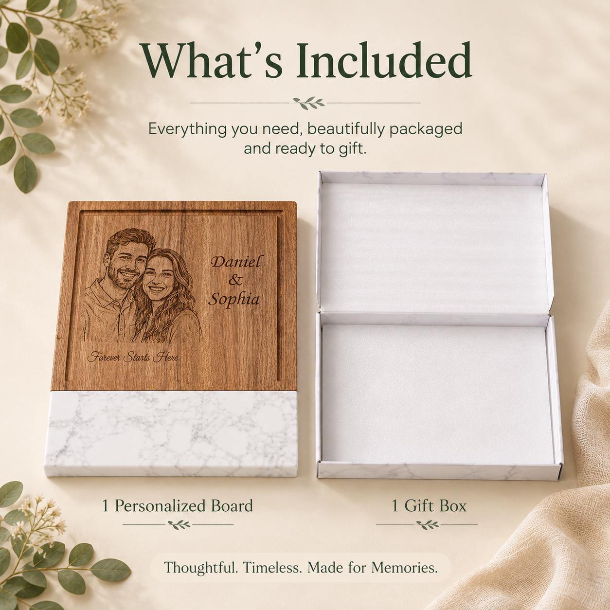 Personalized photo engraved cutting board