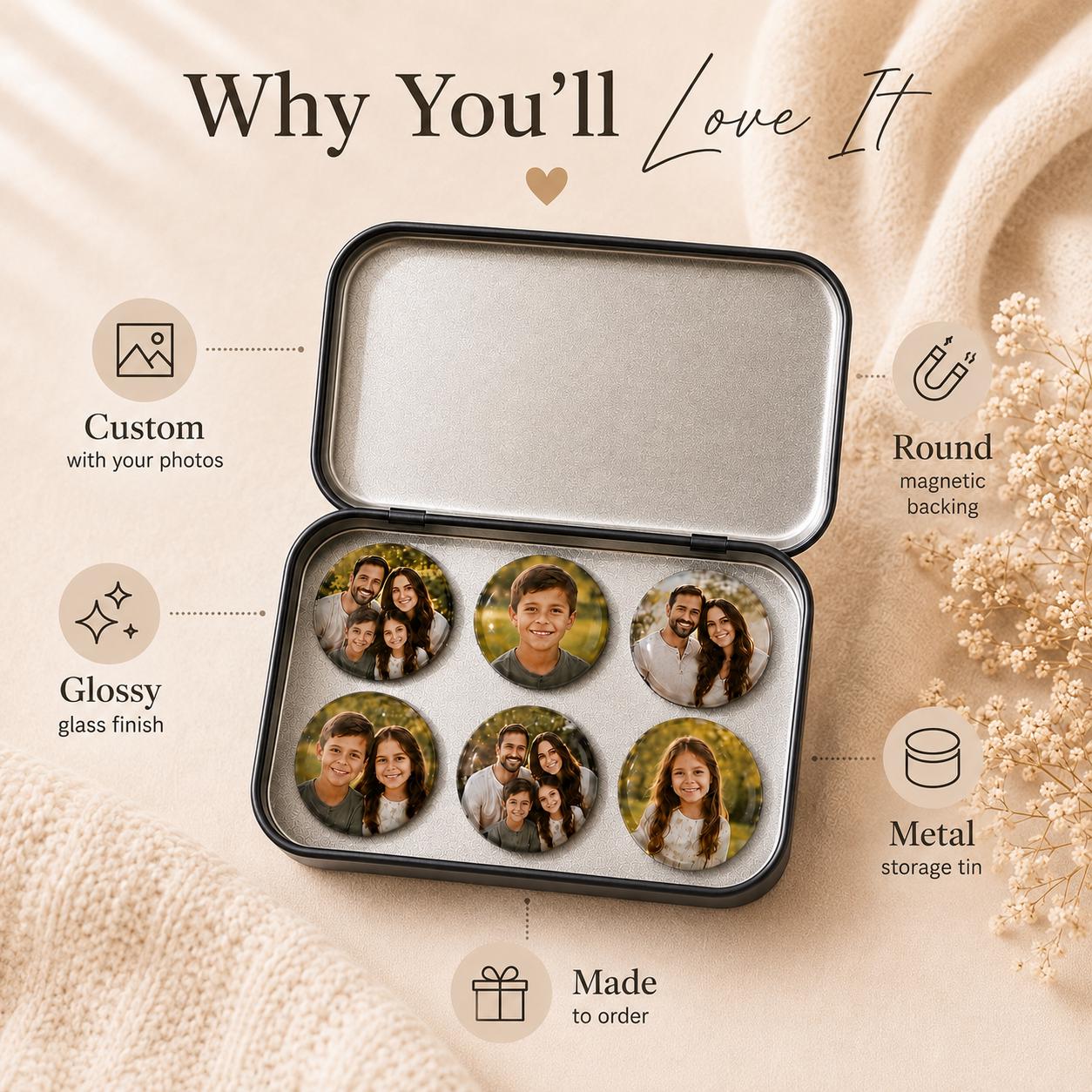 Personalized photo glass magnets