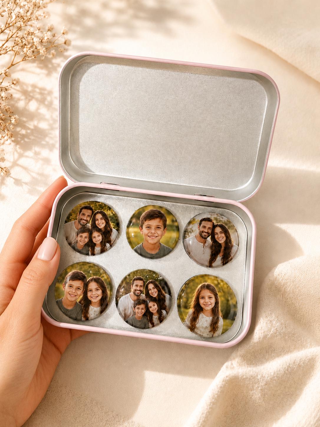 Round fridge magnets with custom photos