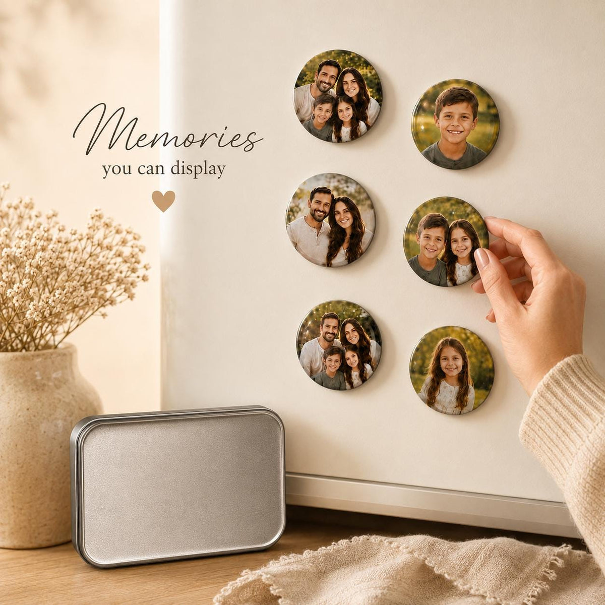 Personalized glass magnets size comparison