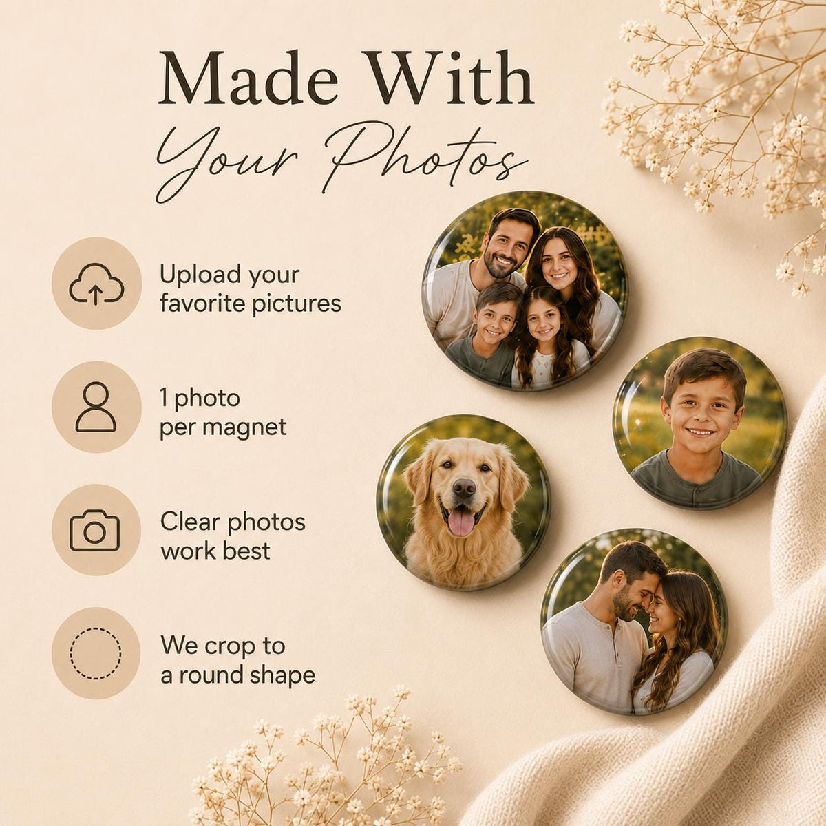 Family photo glass magnet keepsake