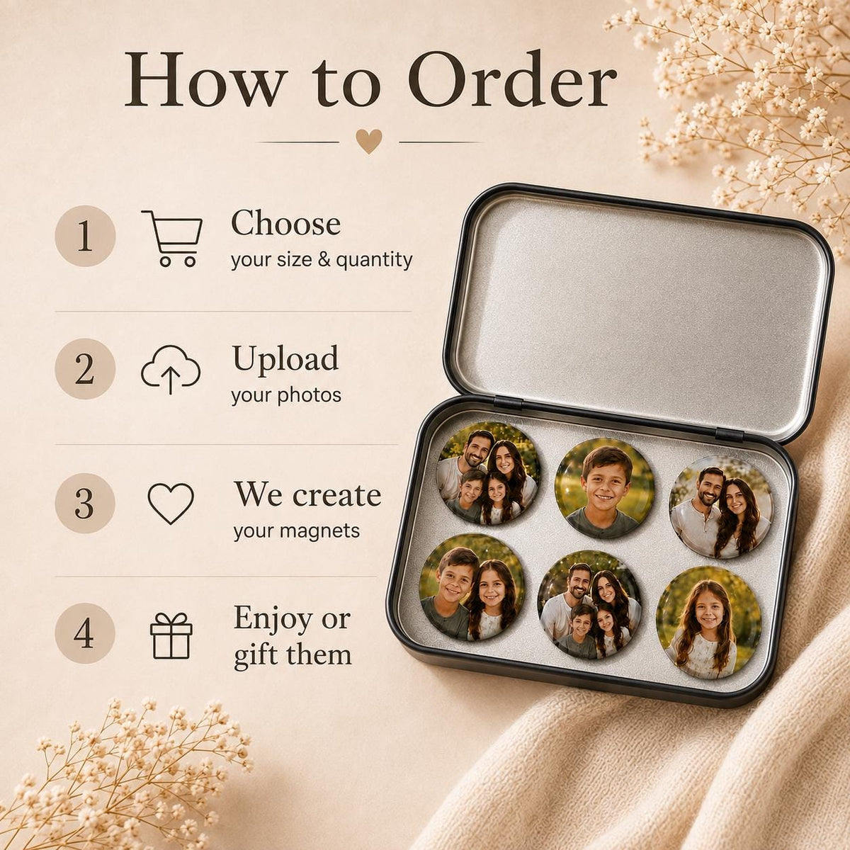 Personalized photo glass magnets