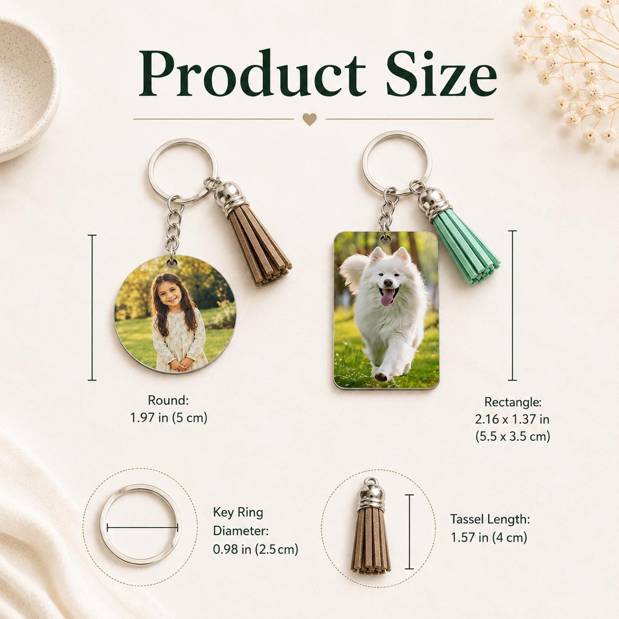 Double sided custom photo keychain