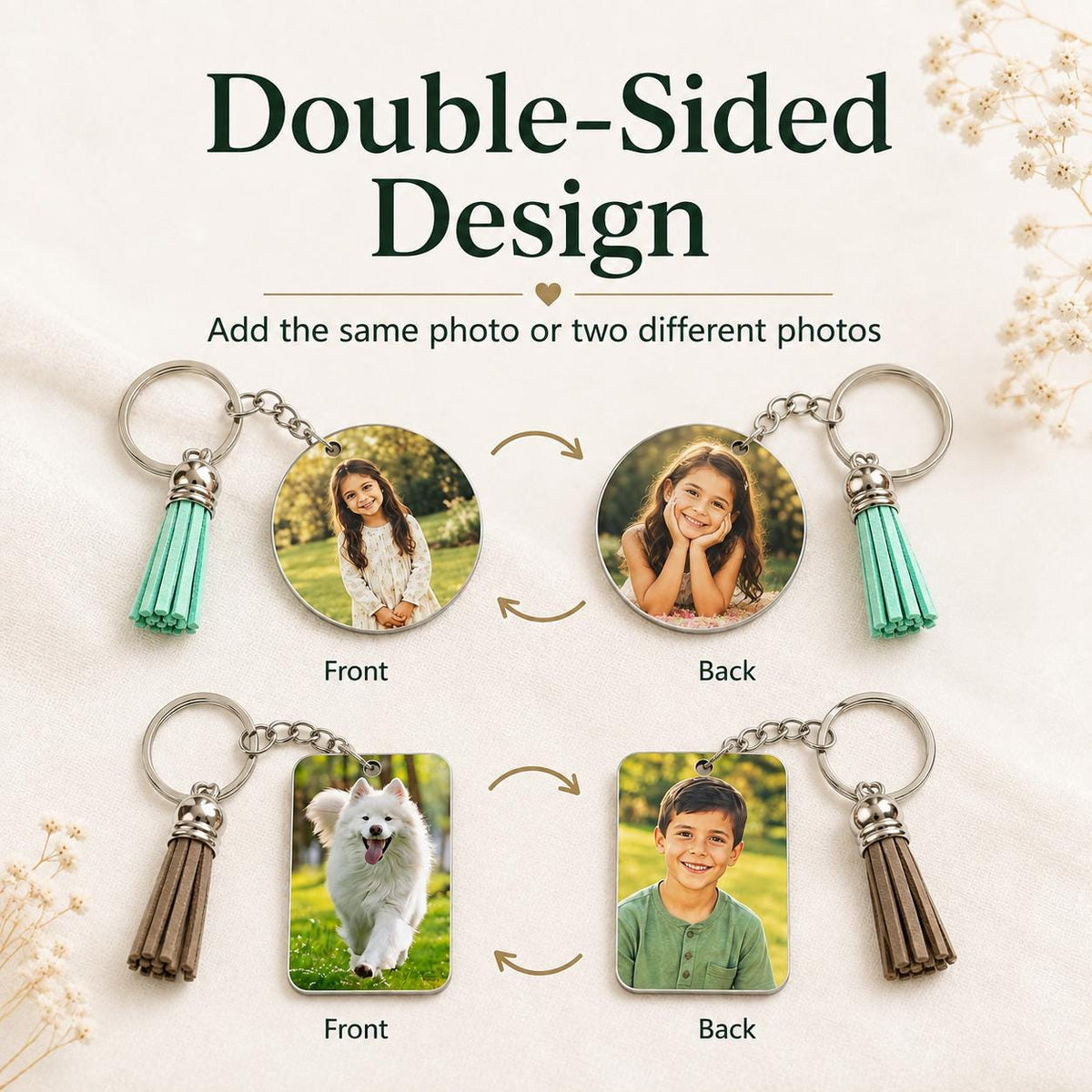 Pet memorial photo keychain keepsake
