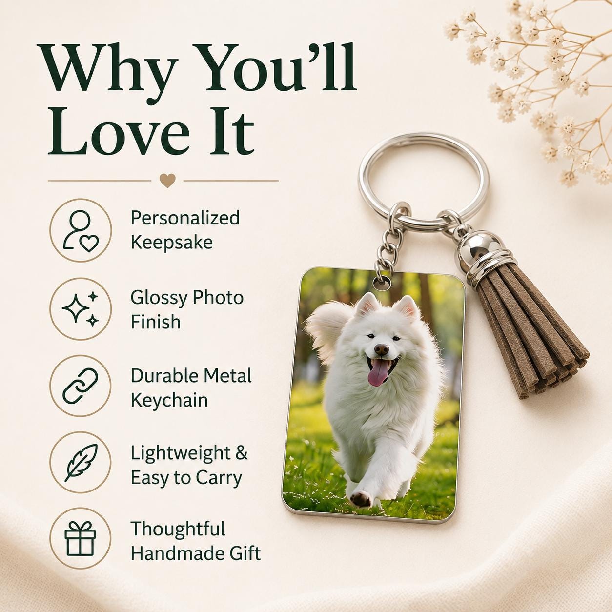 Personalized keychain size reference