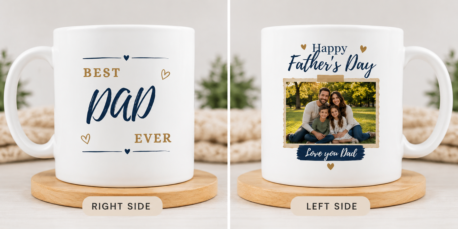 Best Papa Ever mug with a personalized Father's Day photo