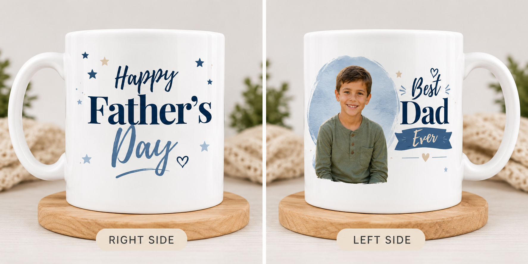 Happy Father's Day mug with child photo and Best Dad Ever design