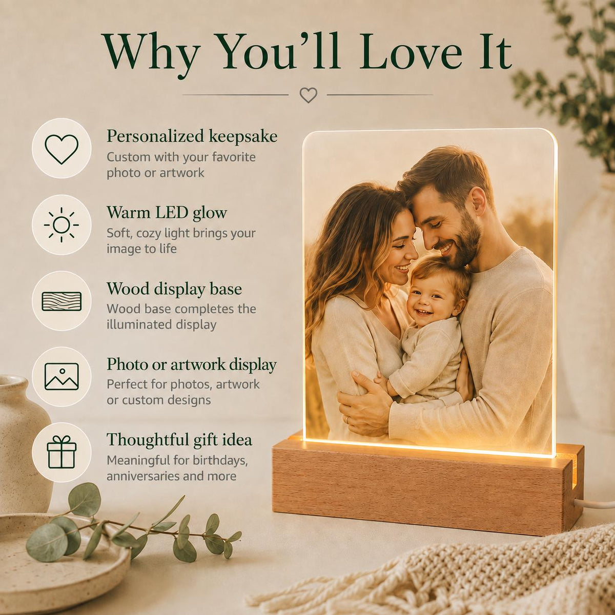 Personalized photo night light