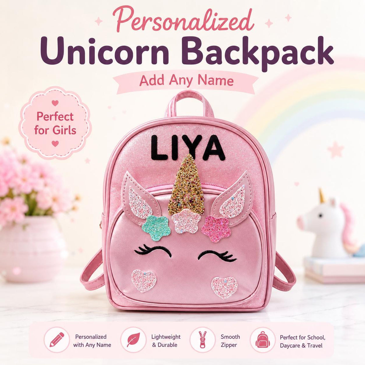 Personalized unicorn backpack