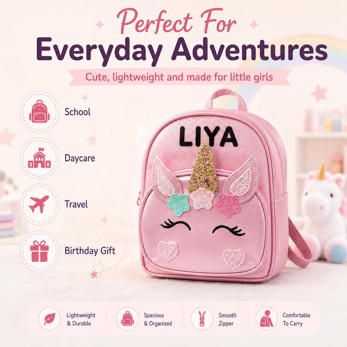 Personalized unicorn backpack