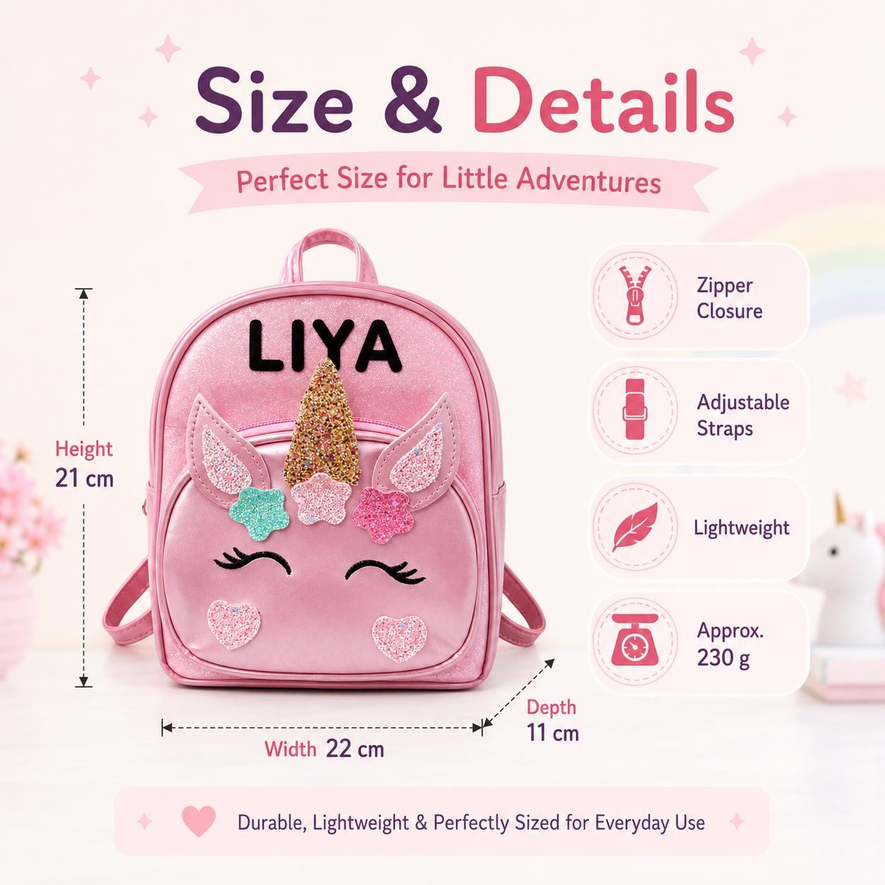 Personalized unicorn backpack