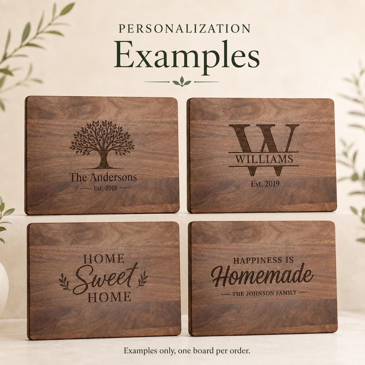 Personalized walnut cutting board