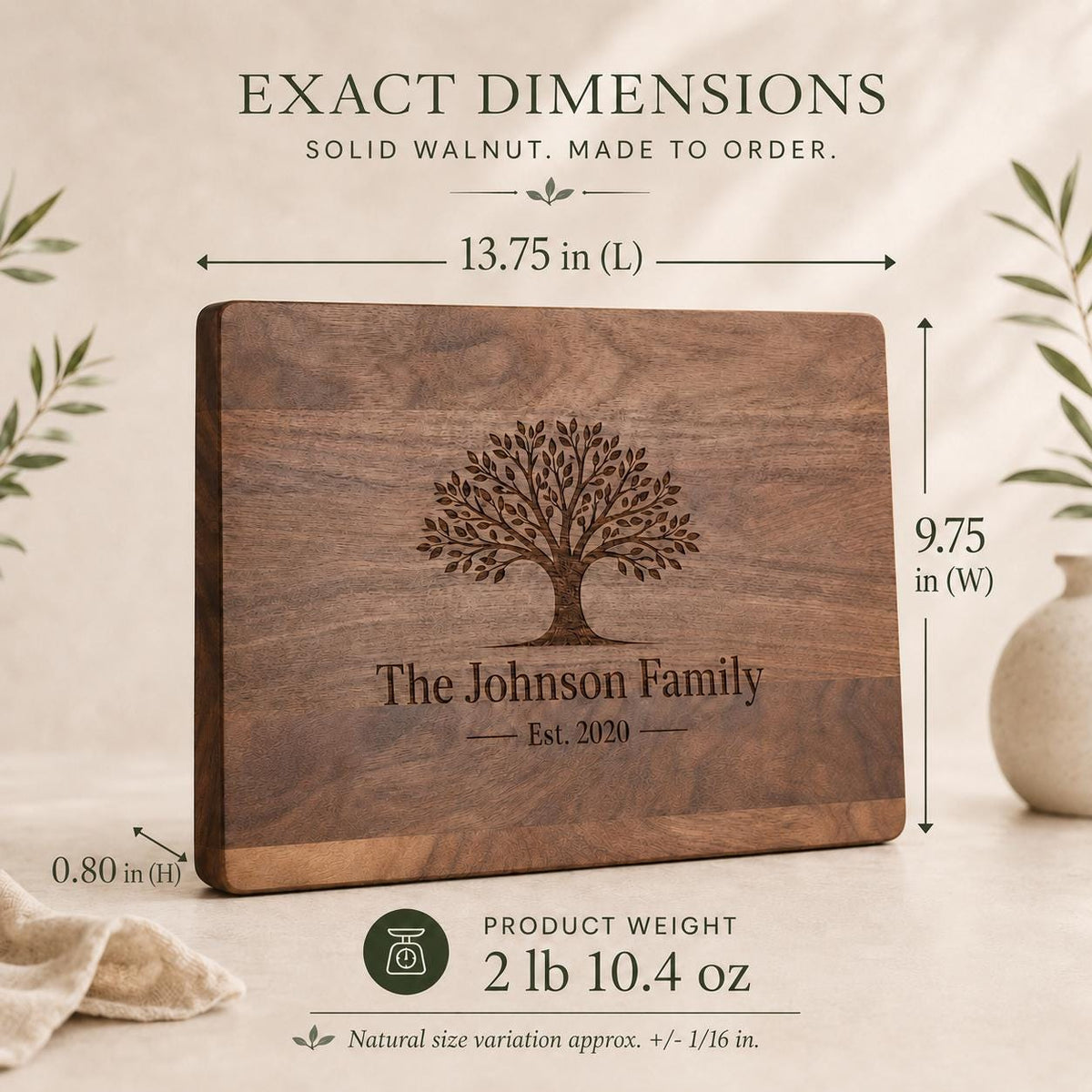 Personalized walnut cutting board