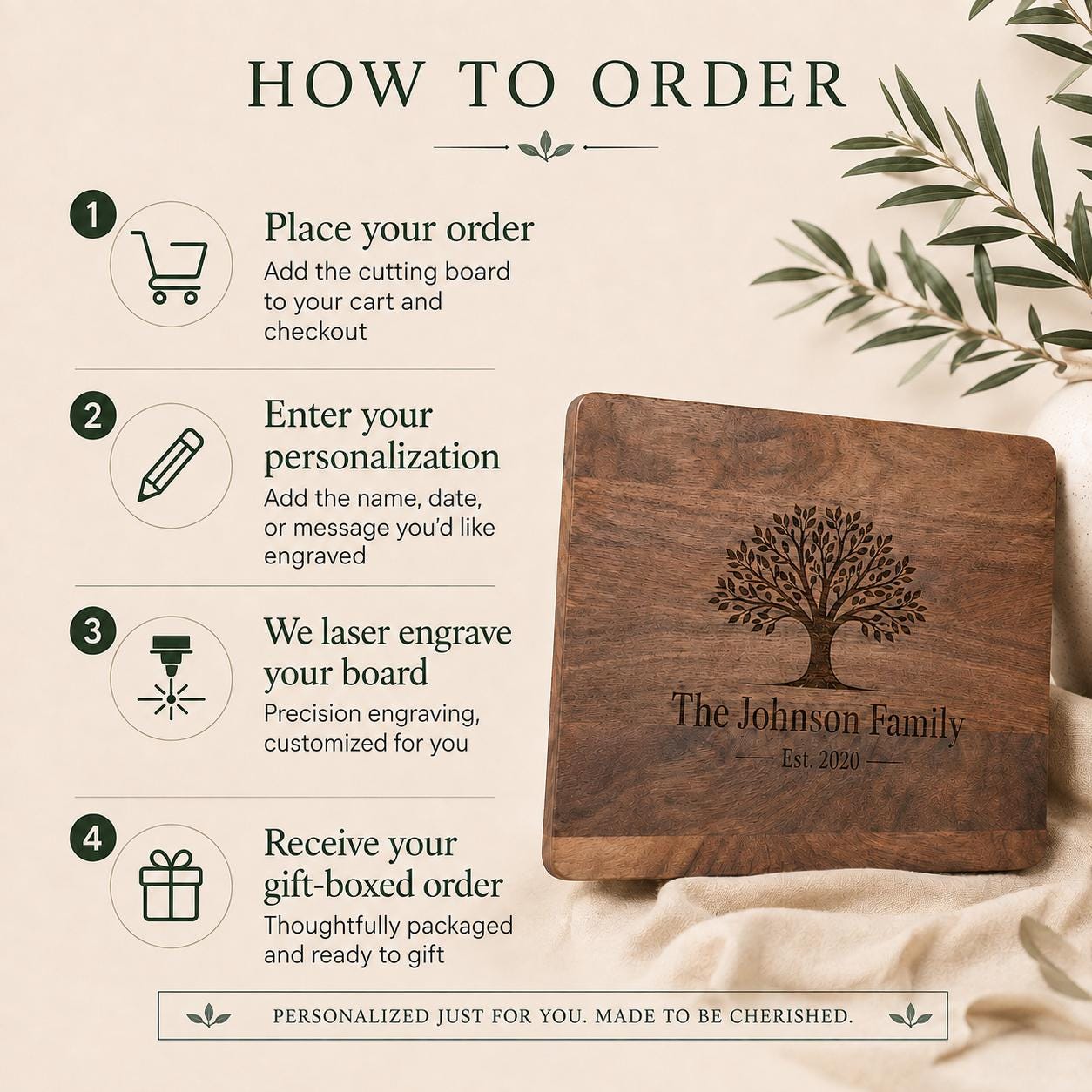 Personalized walnut cutting board