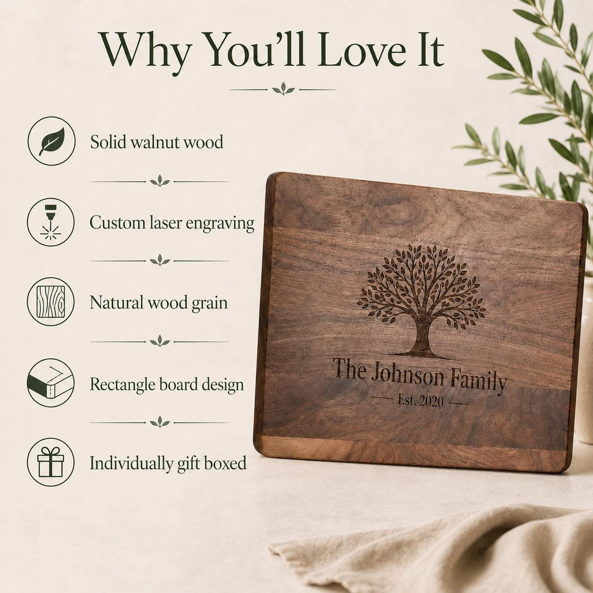 Personalized walnut cutting board