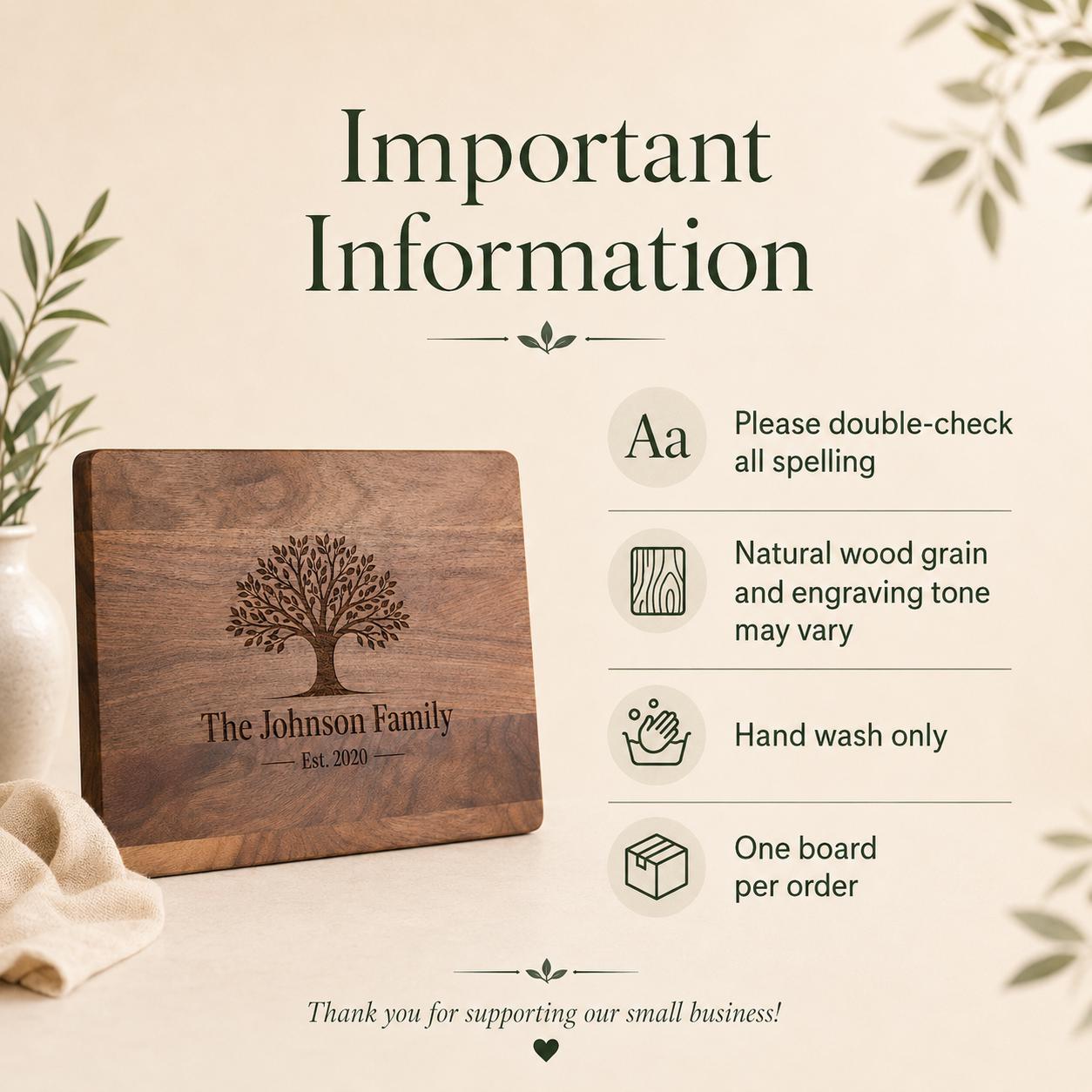 Personalized walnut cutting board